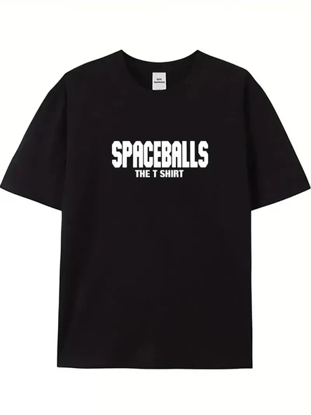20/1 Penye Compack SPACEBALLS Erkek Baskılı Oversize Bisiklet Yaka Kısa Kol Yazlık T-shirt - Siyah ürün görseli