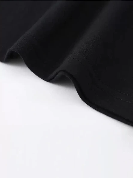 20/1 Penye Compack SPACEBALLS Erkek Baskılı Oversize Bisiklet Yaka Kısa Kol Yazlık T-shirt - Siyah - Resim 3