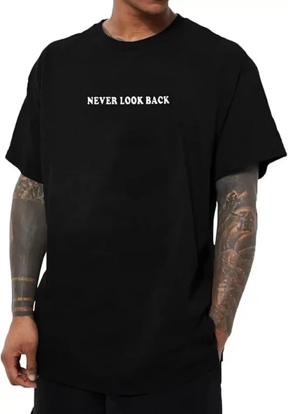 Erkek Bisiklet Yaka Kısa Kol Baskılı T-shirt - Siyah - 2