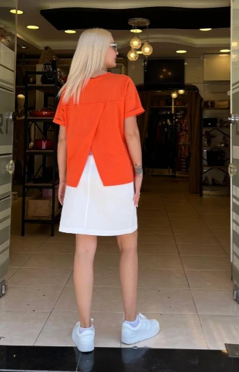 NAKIŞ İŞLEMELİ YUVARLAK YAKA TİŞÖRT - Resim 7