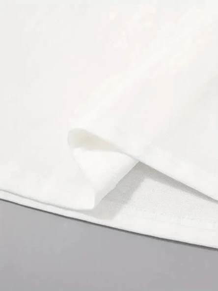 20/1 Penye Compack Palmiye Baskılı Oversize Bisiklet Yaka Kısa Kol T-shirt - Beyaz - Resim 2