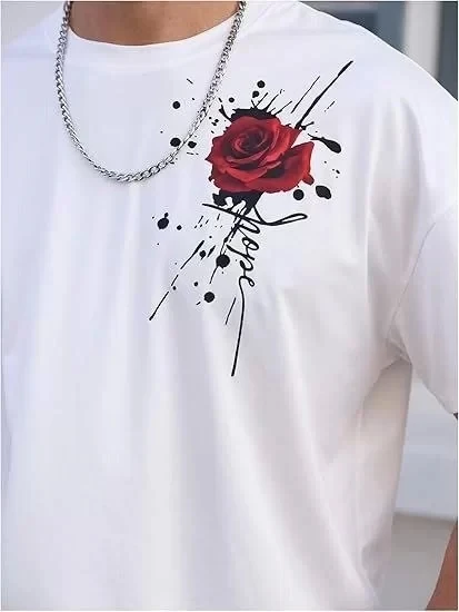 Erkek Bisiklet Yaka Kısa Kol Baskılı T-shirt - Beyaz ürün görseli