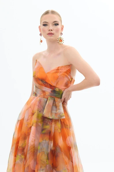 ELBISE UZUN STRAPLEZ EMPIRME - Resim 2