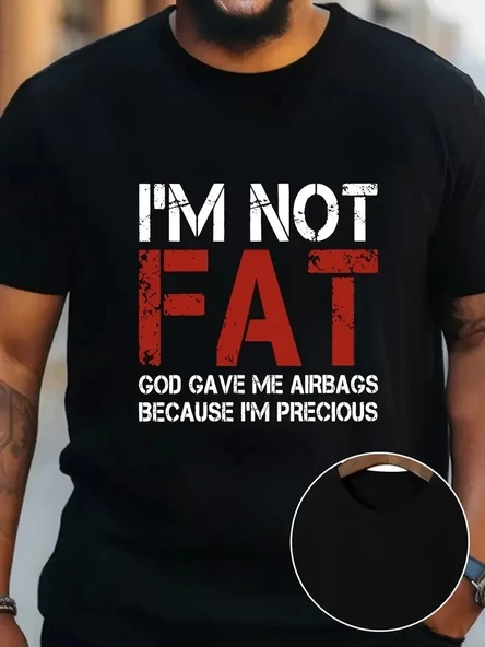 Ben Şişman Değilim Tanrı Bana Hava Yastığı Verdi Çünkü Ben Değerliyim Tişörtü - Siyah ürün görseli