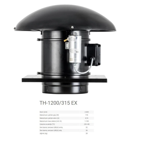 Soler & Palau TH-1200/315 EEXeIIT3 Kıvılcım Çıkartmayan Havalandırma Exproof Fan Yurt Sanayi Şantiye Endüstri AGMair agm air Soler Palau