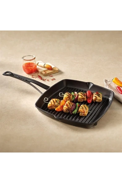 METAL SAPLI IZGARA TAVA 26X26 KALP FİGÜRLÜ	.LVECOKGT2626K0 - Resim 5