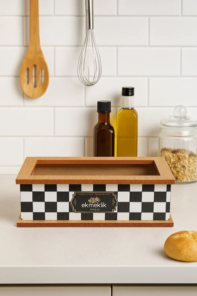 Damalı Yazılı Ahşap Ekmek Sepeti ürün görseli