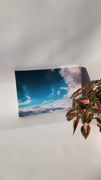 Gökyüzü Ve Bulut Manzaralı Natürel Ahşap Çerçeve Ev İşyeri Ofis Duvar Kanvas Tablo MNZ14 - Resim 6