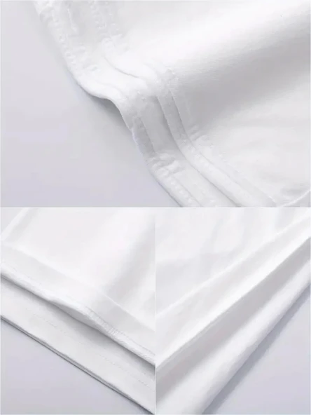 20/1 Penye Compack Bisiklet Yaka Kore tarzı sevimli ayı baskı Kısa Kol Erkek t-shirt - Beyaz - Resim 3