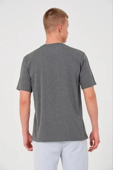 Erkek 24/1 Düz A Kalite Oversize T-shirt - Antrasit - 2