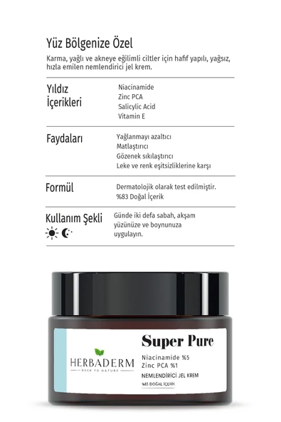 HERBADERM SUPER PURE GÖZENEK SİVİLCE VE LEKE KARŞ. - 1