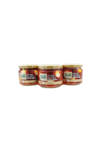 Sosero Peynir Dolgulu Kiraz Biber 3 x 290 gr Cam Kavanoz - 1