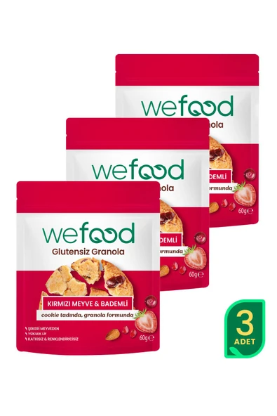Wefood Glutensiz Granola Bites Kırmızı Meyve & Bademli 60 gr 3'lü