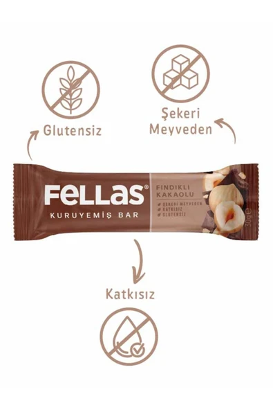Fellas Fındıklı Kakaolu Kuruyemiş Bar 30g x12 Adet - 3