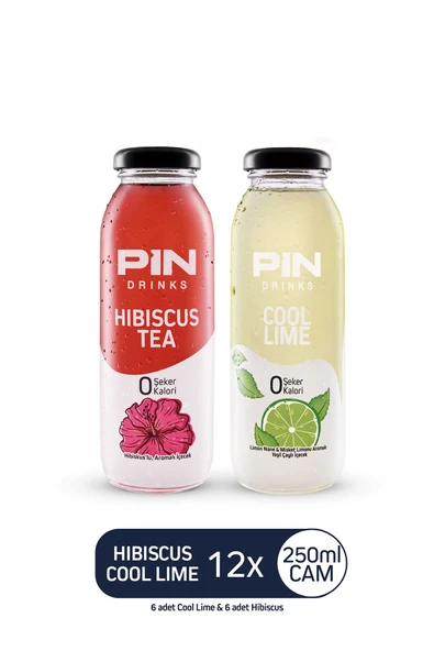 Pin Hibiskus Çayı & Cool Lime - Şekersiz & Kalorisiz 250 ml X 12 Adet Ice Tea