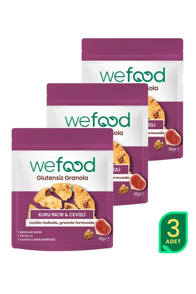 Wefood Glutensiz Granola Bites Kuru İncir & Cevizli 60 gr 3'lü