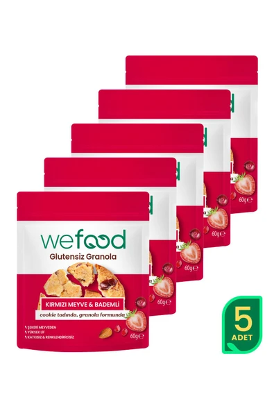 Wefood Glutensiz Granola Bites Kırmızı Meyve & Bademli 60 gr 5'li