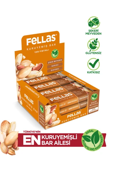 Fellas Yer Fıstıklı Kuruyemiş Bar 30g x12 Adet