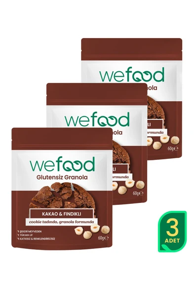 Wefood Glutensiz Granola Bites Kakao & Fındıklı 60 gr 3'lü