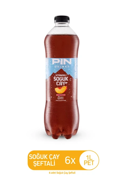 Pin Şeftali Aromalı Soğuk Çay - Şekersiz & Kalorisiz 1 Litre X 6 Adet Ice Tea