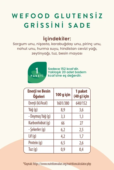Wefood Glutensiz Grissini Sade 40 g 5'li - 5