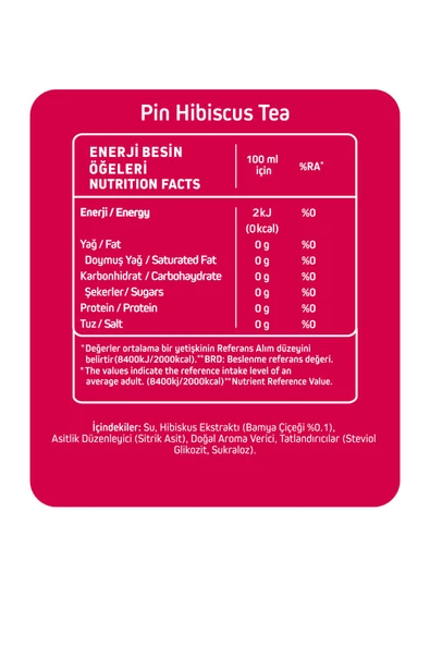 Pin Hibiskus Çayı - Şekersiz & Kalorisiz 1 Litre X 6 Adet - 4