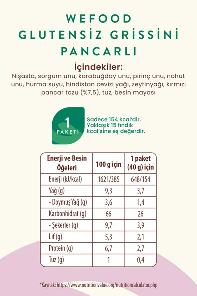 Wefood Glutensiz Grissini Pancarlı 40 g 5'li - 5