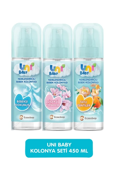 Uni Baby Kolonya Seti 450 ml (ÇİÇEKSİ KOKULAR & BEBEKSİ KOKULAR & TATLI ESİNTİLER) - 1