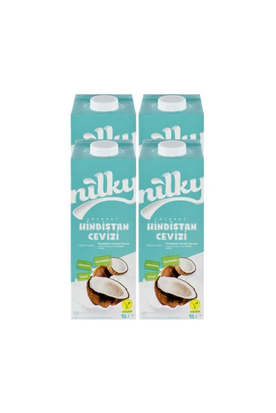 NİLKY Hindistan Cevizi Sütü Glütensiz Bitkisel Bazlı Laktosuz Vegan 4x 1lt