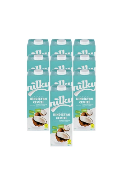 NİLKY Hindistan Cevizi Sütü Glütensiz Bitkisel Bazlı Laktosuz Vegan 10x1 Lt