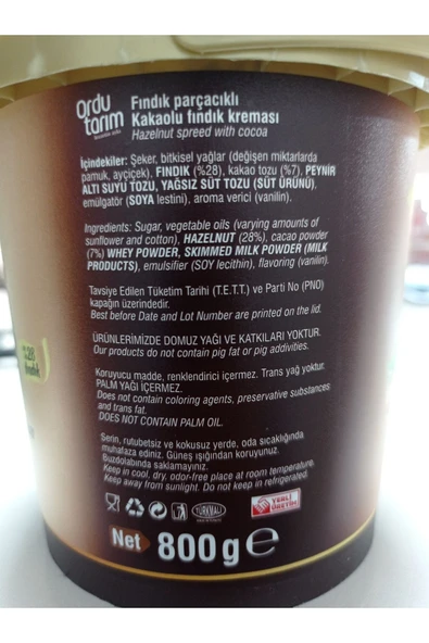 ORDU TARIM Ordu Tarım Kakaolu Fındık Kreması 800 gr - 4