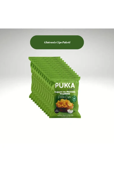 Pukka 12'li Yoğurtlu Mevsim Yeşillikli Glutensiz Cips Paketi