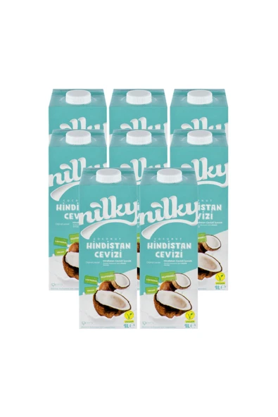 NİLKY Hindistan Cevizi Sütü Glütensiz Bitkisel Bazlı Laktosuz Vegan 8x1 Lt