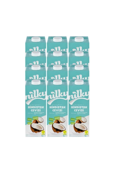 NİLKY Hindistan Cevizi Sütü Glütensiz Bitkisel Bazlı Laktosuz Vegan12x1 Lt - 1