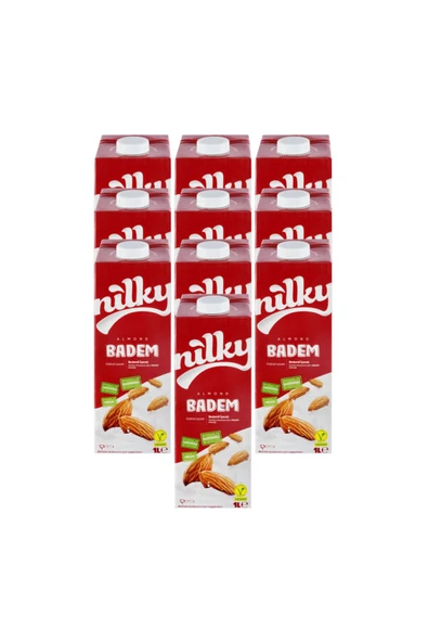 NİLKY Badem Sütü Glütensiz Bitkisel Bazlı Laktosuz Vegan 10x1 Lt