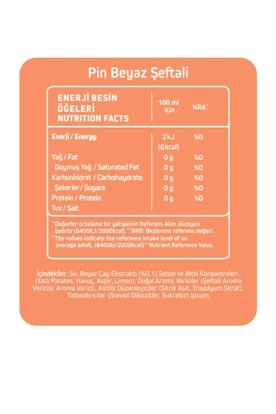 Pin Beyaz Şeftali Beyaz Çaylı Özel Seri - Şekersiz & Kalorisiz 1 Litre X 6 Adet Ice Tea - 4