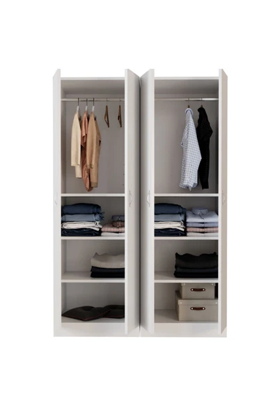 Tdesigno Gümüş Giyinme Dolabı - Çok Amaçlı Dolap - Gardırop 180 Cm-4 Kapaklı - Resim 4