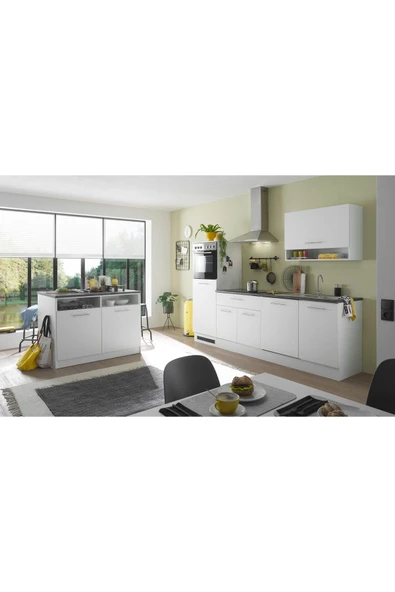 Tdesigno Kalypso Mutfak Adası Alt Modül 120 cm Beyaz -Antrasit Tezgah Dahil - 6