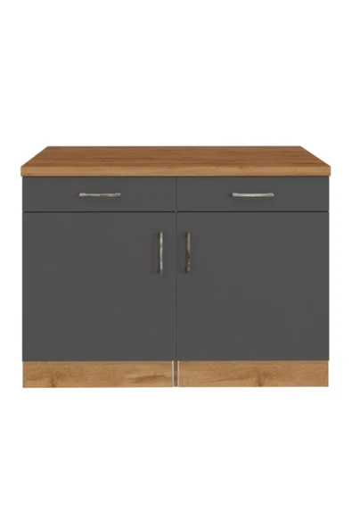 Tdesigno Lale Mutfak 2 Çekmeceli 2 Kapaklı Alt Modül -100 cm - Çok Amaçlı Dolap -Tezgah Dahil