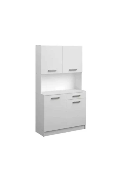 Tdesigno Arslan Çok Amaçlı Dolap-Mikrodalga-Erzak-Airfryer-Mutfak-Kiler Dolabı-Kahve Köşesi-Beyaz-100CM - Resim 5