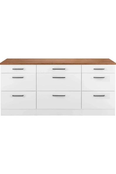 Tdesigno Samba Mutfak 9 Çekmeceli Alt Modül 200 cm - Çok Amaçlı Dolap -Tezgah Dahil ürün görseli