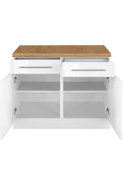 Tdesigno Vera Mutfak 2 Çekmeceli 2 Kapaklı Alt Modül -90 cm - Çok Amaçlı Dolap -Tezgah Dahil - Resim 3