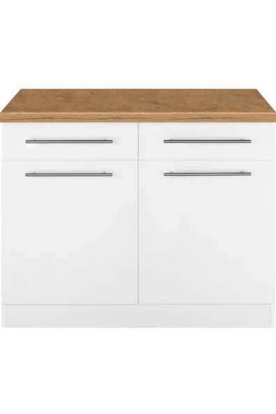 Tdesigno Vera Mutfak 2 Çekmeceli 2 Kapaklı Alt Modül -90 cm - Çok Amaçlı Dolap -Tezgah Dahil - Resim 2