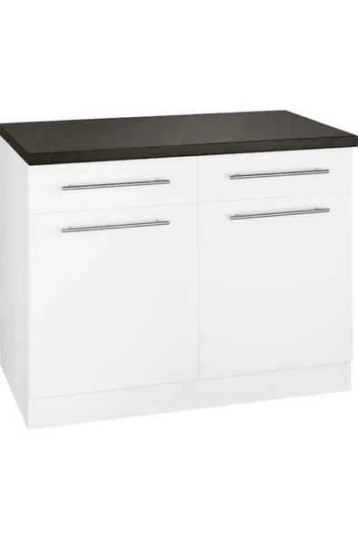 Tdesigno Vera Mutfak 2 Çekmeceli 2 Kapaklı Alt Modül -100 cm - Çok Amaçlı Dolap -Tezgah Dahil