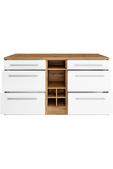 Tdesigno Boreas Mutfak Alt Modül 6 Çekmeceli -150 Cm Beyaz-tezgah Dahil - Resim 3