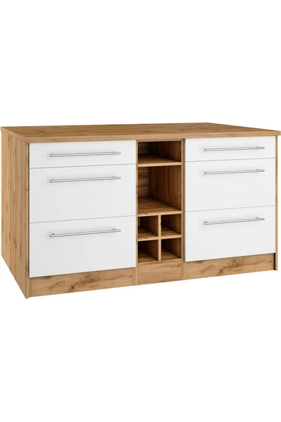 Tdesigno Boreas Mutfak Alt Modül 6 Çekmeceli -150 Cm Beyaz-tezgah Dahil - Resim 2