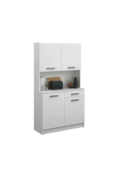 Tdesigno Arslan Çok Amaçlı Dolap-Mikrodalga-Erzak-Airfryer-Mutfak-Kiler Dolabı-Kahve Köşesi-Beyaz-100CM - Resim 2