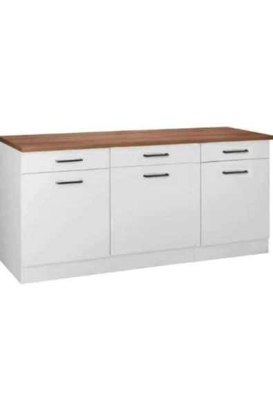 Tdesigno Vals Mutfak 3 Çekmeceli 3 Kapaklı Alt Modül 200 cm - Çok Amaçlı Dolap -Tezgah Dahil - Resim 2