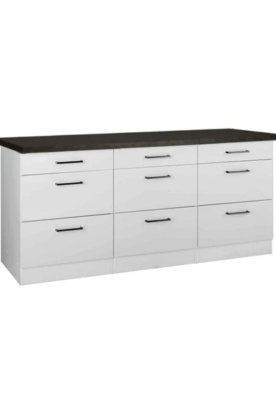 Tdesigno Samba Mutfak 9 Çekmeceli Alt Modül 200 cm - Çok Amaçlı Dolap -Tezgah Dahil - Resim 2