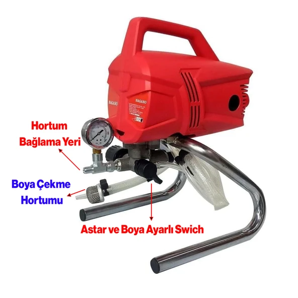 Profesyonel Elektrikli 1010 W Havasız Boya Püskürtme Makinesi Tabancalı Boyama Uçlu 515 Meme Ölçüsü - 2